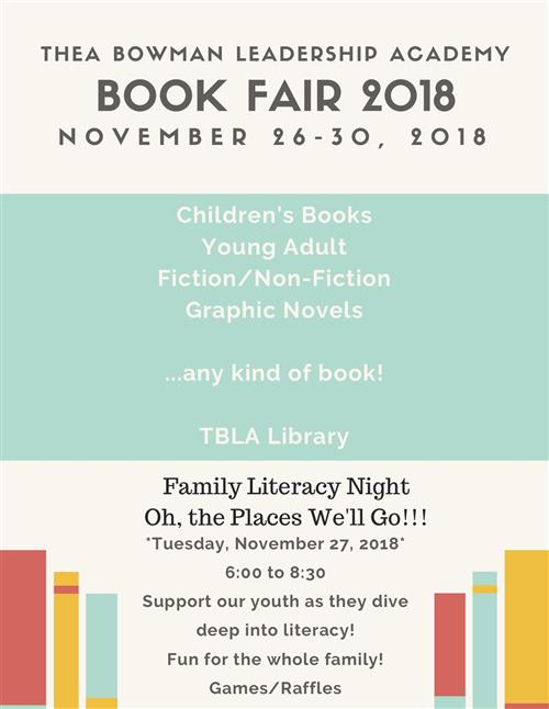 Book Fair November 26-Nov 30. Lit Night November 27th.  